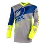 O'NEAL | Maglia Motocross | MX Enduro | Massima libertà di Movimento, Protezione Imbottita del Gomito, Materiale Traspirante | Element Jersey Factor | Adulto | Grigio Blu Neon Giallo | Taglia M