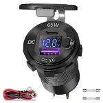 Moto Dual USB caricatore presa di corrente marine presa accendisigari da auto impermeabile 2.1 A Fast Charge con voltmetro LED per 12V/24V QC 3.0 socket with volmeter