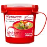 Sistema tazza per zuppa media per microonde | Contenitore per alimenti utilizzabile in microonde | 656 ml | Senza BPA | Rosso