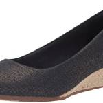 Clarks Mallory Luna Closed Wedge, Piattaforma Donna, Blu Navy Tessuto Metallico, 38.5 EU