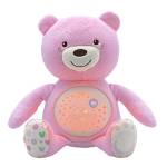 Chicco First Dreams Orsacchiotto Peluche Baby Bear, Soffice Pupazzo Proiettore con Luce Notturna Bambini, Effetti Luminosi e Rilassanti Melodie, Rosa - Giochi Neonato 0 Mesi +