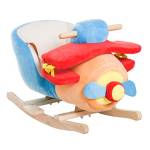 HOMCOM Cavallo a Dondolo a Forma di Aeroplano per Bambini di Età Superiore a 18 Mesi, Cacalluccio a Dondolo con Musica Incorporata in Legno Alamo, Max:60kg 60x33x45cm