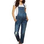 Motherhood Maternity Side Panel Skinny Ankle Length Denim Overalls Jeans, Lavaggio Medio, XL Donna