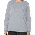 Carhartt T-Shirt Pesante con Taschino, Vestibilità Ampia, Manica Lunga Donna, Grigio (Grigio Heather), XS