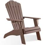 Psilvam Adirondack - Sedia da giardino in polilegname con portabicchieri, 158,8 kg, per giardino, resistente alle intemperie, in legno reale, colore: marrone