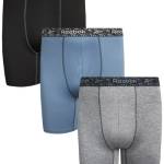 Reebok Intimo da uomo – Boxer da uomo a gamba lunga, grandi e alti (confezione da 3) (2XL - 4XL), Nero/Blu Cina/Grigio Heather, 4X-Large