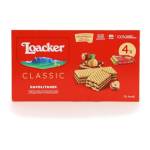 Loacker, Classic Napolitaner Multipack, Wafer Classico con 3 Strati di Cialde Farcite con Crema alla Nocciola, Merenda e Snack, Formato Convenienza, 1 Confezione da 4 Wafer