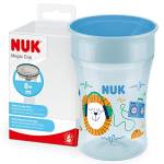 NUK Magic Cup Bicchiere Antigoccia | Bordo Anti-rovesciamento A 360° | 8+ Mesi | Senza Bpa | Riccio Blu, color Leone ( Blu), 230 ml