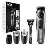 Braun Regolabarba 5 Tagliacapelli Uomo, Rasoio e 3 Accessori inclusi, 39 Impostazioni di Lunghezza, Ideale per Viso e Barba, Idea Regalo, BT5365 Nero e Grigio Metallizzato