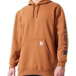 Carhartt - Felpa da uomo, vestibilità ampia, peso medio, con logo e grafica sulla manica, Carhartt, marrone, X-Large Alto