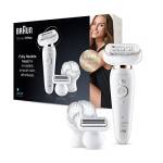 Braun Silk-épil 9 Flex Depilatore Donna, Epilatore Elettrico Donna con Testina Flessibile e Spazzola Pulizia Viso, Tecnologia MicroGrip, Cappuccio Massaggiante, Idea Regalo, SE 9030, Bianco e Oro