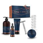 King C. Gillette Kit Completo Per Cura Barba Uomo: Rasoio di Sicurezza + 15 Lamette + Detergente, Balsamo e Olio per Barba e Viso + Gel da Rasatura, Regalo