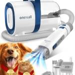 oneisall toelettatura e aspirazione a Vuoto per Animali Domestici, Tosatrice per Cani e Gatto Pelo Lungo Professionale, 7 Strumenti per la toelettatura Per la depilazione di cani e gatti (blu)