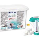 Metacril CHLOR Net 20 4 Azioni (1 kg) + Dosatore Galleggiante Cloro Piscina MULTIAZIONE in pastiglie da 20gr per Piscina e idromassaggio