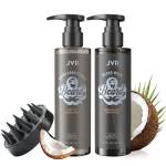 Shampoo Barba Uomo, JVR 3 in 1 Set Cura Barba Regalo per la pulizia della barba e favorisce la crescita, Kit Barba Leviga e idrata, con Shampoo Barba, Balsamo, Spazzola