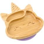 Bamboo Bamboo ® - Piatto a ventosa per bambini, motivo: unicorno, in bambù naturale (Lilac)