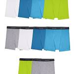 Fruit of the Loom Boys' Big Cotton Boxer Brief Underwear, Assorted, Medium