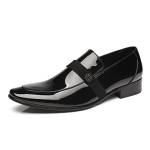 Faranzi Oxford Scarpe da Uomo in Vernice Tuxedo Moc Toe Slip-on Loafer Scarpe, da Uomo, Nero (Sensus-3-black), 44 EU