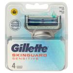 Gillette SkinGuard Sensitive Lamette di Ricambio per Rasoio di Sicurezza, Confezione da 4 Ricambi, Con Striscia Lubrificante