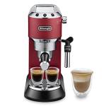 De'Longhi Dedica EC685.R Macchina da Caffè Espresso Manuale e Cappuccino, Caffè in Polvere o in Cialde E.S.E., Spegnimento Automatico, Serbatoio Estraibile 1L, Scaldatazze, Rosso