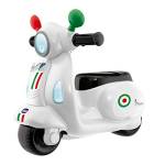 Vespa per Bambini Primavera Bianca, Moto Giocattolo Cavalcabile con Pannello Elettronico, Luci e Suoni, Ruote di Supporto Rimuovibili, Max 25 Kg, Giochi per Bambini 1-3 Anni