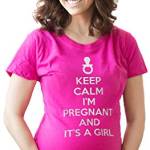 Crazy Dog Tshirts - Maternity Keep Calm I'm Pregnant And It's a Girl Funny Pregnancy Tee (Pink) - XXL - Divertente Magliette di maternità