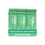 Chilly, Salviettine Fresco, Salviette Igiene Intima, Azione Protettiva con Mentolo Naturale, per Uso Quotidiano, Clinicamente Testato, pH 5 - Confezione da 6 Pezzi - Esclusiva Amazon