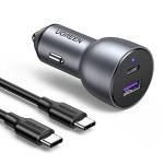 UGREEN Caricabatteria USB per Auto 52.5W Max Totale, Caricatore Auto USB C 30W USB A 22.5W, Accendisigari Presa USB Compatibile con iPhone 14/13/12 Galaxy S22/S21, iPad Pro/Air/Mini, Pixel 6a 6