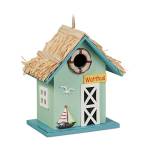 Relaxdays Casetta per Uccelli Decorativa, in Legno, da Appendere, 24,5 x 19 x 13,5 cm, per Giardino, Multicolore, 50%