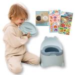 Bisoo Vasino Bambini Magico - Apprendimento Divertente - Vasino per Bambini WC con Adesivo Termico, Guida Togliere il Pannolino e Set di Adesivi - Vasino Ergonomico, Facile da Pulire, Senza BPA (Blu)