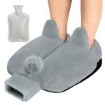 AFXXE Scaldapiedi Non Elettrico, 2 in 1 Scalda Piedi Per Donne e Uomini, 40x36cm Riscalda Piedi Per l'inverno, 2L Pantofole Riscaldanti Lavabile,Weich und Warm Pantofole Riscaldate (Grigio Chiaro)