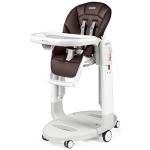 Peg Perego Tatamia Follow Me Seggiolone Pappa Neonati Multifunzione, Sdraietta, Dondolo, 6 ruote, Pieghevole per Bambini da 0 a 3 Anni (0-15 kg), Cacao