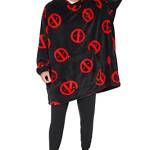 Marvel Deadpool - Felpa con cappuccio da uomo, oversize in pile, colore: Nero, Nero , Taglia unica