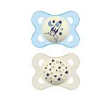 MAM Night Glow in the Dark Silicone Pacifier, Blue, 2-Count