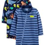 Simple Joys by Carter's Rashguard da Ragazzo, Confezione da 2 Pezzi, 1 Pezzo, Navy Sea Friends/Purple Stripe, 12 Mesi