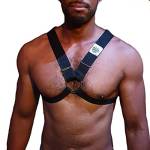 OGBWorld Pettorina da uomo - Body Chest Harness Imbracatura Regolabile - X Design con cinghie in nylon e spandex nere - (N2XN)