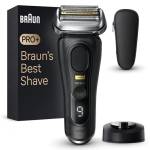 Braun Series 9 PRO +, Rasoio Elettrico Barba, Rifinitore di precisione, Custodia da Viaggio in tessuto, Batteria Litio Ion, 100% Impermeabile Idea Regalo, 9510s Nero