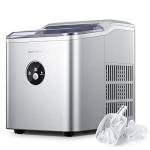 Macchina Ghiaccio 14KG/24h, 2L Professionale, Pronto in 6-8 Minuti, Silenzioso, Ice Maker per Casa/Bar, NORTHCLAN (Argento)