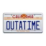 Celebrity Machines Back to the Future, OUTATIME, Metal Stamped License Plate, Blu/rosso