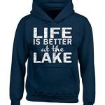 shop4ever Life is Better at The Lake Felpe con cappuccio - Blu - Large