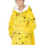 Pokemon Kids Coperta oversize Felpa cappuccio Pikachu Pokeball Sherpa Fleece One Size