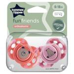 Tommee Tippee Succhietti stile divertente, design ortodontico simmetrico, silicone senza BPA, 6-18 m, confezione da 2 ciucci (colori assortiti)