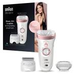 Braun Silk-épil 9 Depilatore Donna, Epilatore Elettrico Donna Impermeabile al 100% Idea Regalo, 9-720 Bianco e Rosa