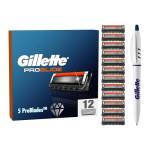 Gillette Fusion 5 ProGlide, LAMETTE DA BARBA, 12 RICAMBI (da 5 Lame), Delicatezza Elevata con TECNOLOGIA FLEXBALL, Fino a 1 MESE di RASATURA con 1 Lametta, con PENNA INCLUSA, IDEA REGALO UOMO