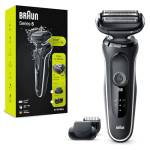 Braun Serie 5 Rasoio Elettrico Barba Accessorio Regolabarba Incluso, Con Lame Flessibili, Tecnologia AutoSense E EasyClean, Wet&Dry, Ricaricabile, Idea Regalo, 51-W1500s Bianco