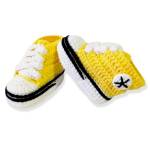 Stivaletti per Neonato, tipo Converse, Giallo 0-3 mesi. Handmade. Uncinetto. España