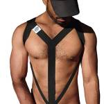 OGBWorld Pettorina da uomo - Imbracatura Regolabile - Body Chest Harness Design in CK - Schiena modello S in trench nero (ESCKN-S)