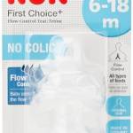 NUK First Choice+ - Tettarelle per biberon, 6-18 mesi, controllo del flusso, sfiato anti-coliche, senza BPA, 2 pezzi