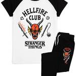 Stranger Things Bambini Pigiama | Unisex Hellfire Club Outfit Eddie Eleven Mike Dustin Max Membri T-Shirt Loungepants Co-ORD Pjs Set | Merchandising delle Serie Netflix