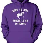 Felpa con cappuccio Born to Ride Forced to Go to School Kids and Teen's Unisex Felpa con cappuccio - Horse Rider Jumper Show Pony Dressage Compete Stables Hoody, Viola, XS